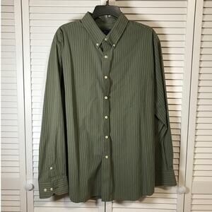 Dockers Green Striped Collared Long Sleeve Shirt XL 17/17 ½